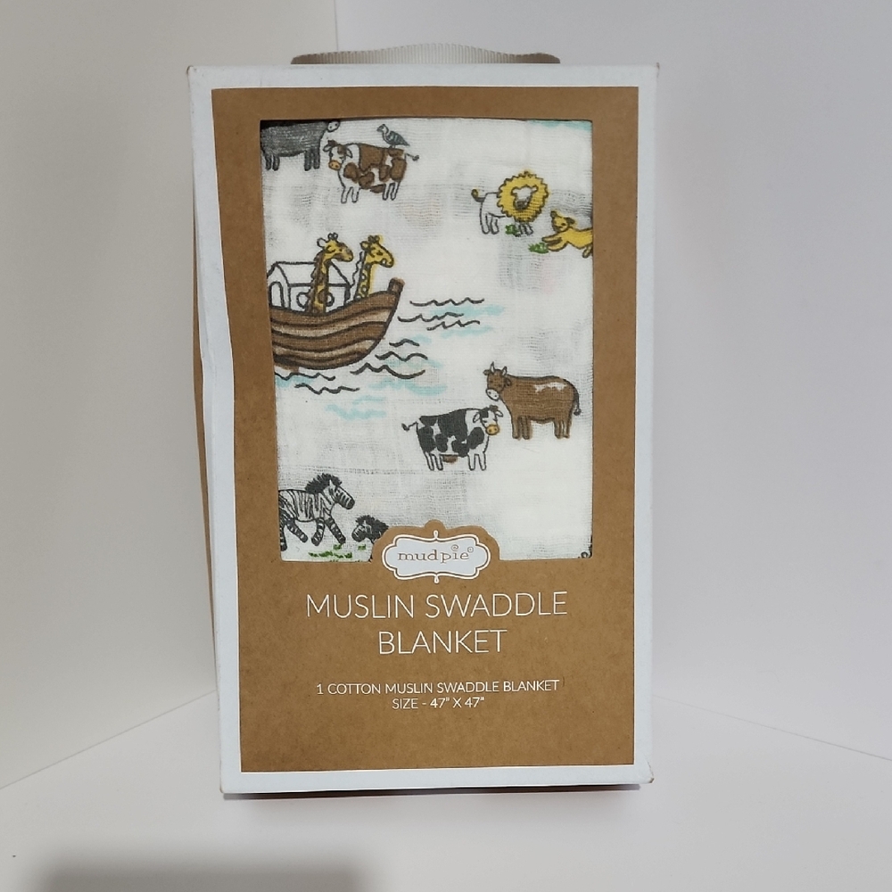 Mud Pie Muslin Swaddle Blanket Brand New 100 %Cotton